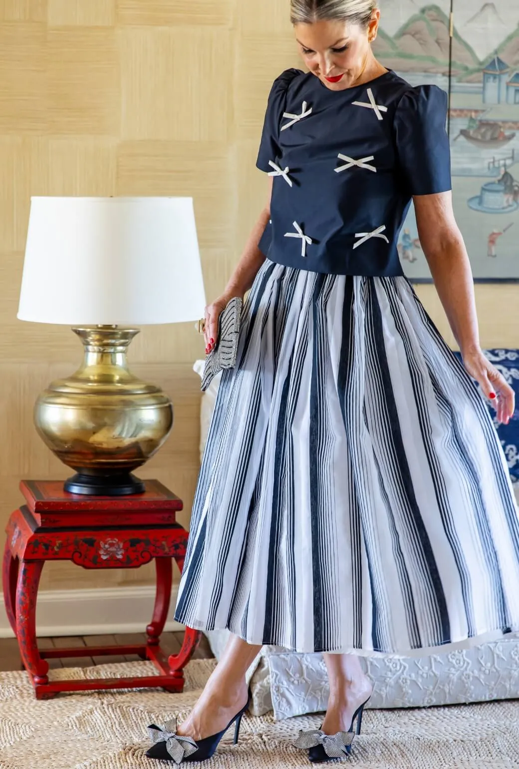 The Marilyn Skirt - Black & White Stripe