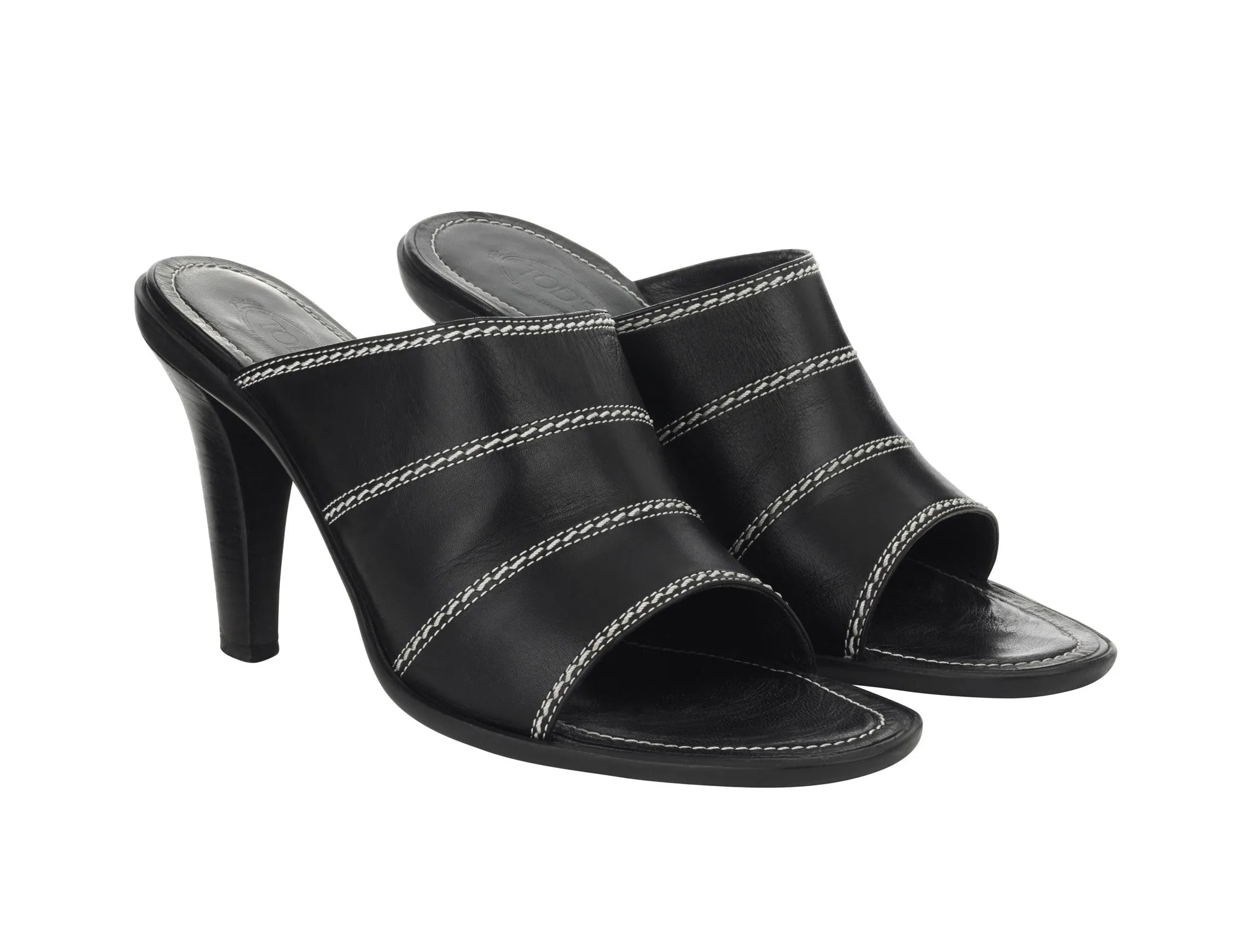 Tod's topstitched leather mules Size 7UK