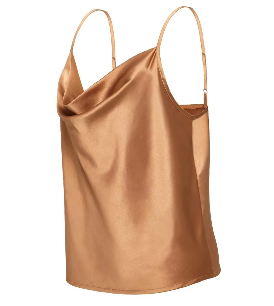 TOUTOUAI Women's Silk Satin Camisole Cowl Neck Tank Top Cami Silky Basic Tank Shirt Blouses