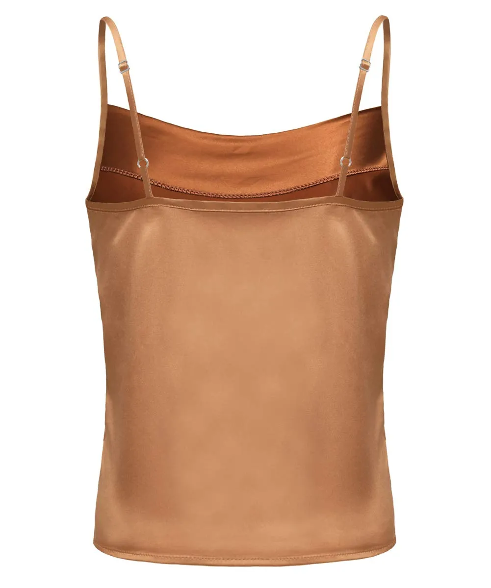 TOUTOUAI Women's Silk Satin Camisole Cowl Neck Tank Top Cami Silky Basic Tank Shirt Blouses