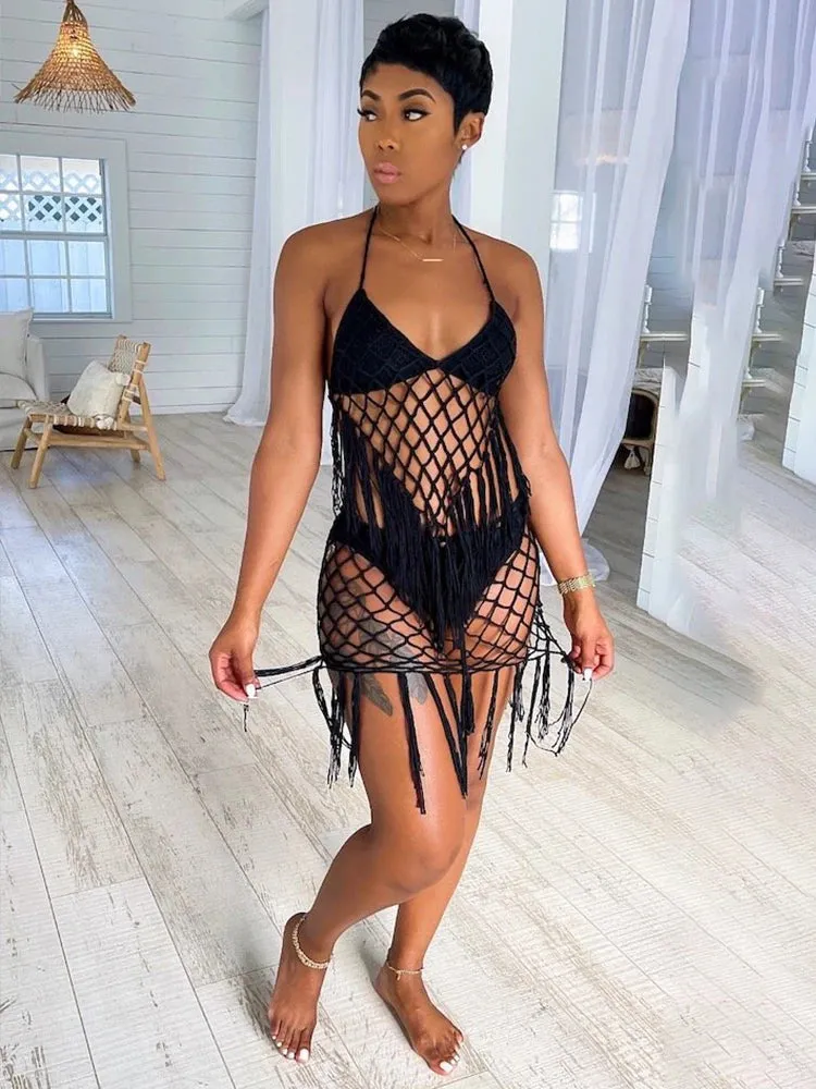 Townlike Hollow Out Bandage Sexy Two Piece Set Spaghetti Strap Top And Long Skirt