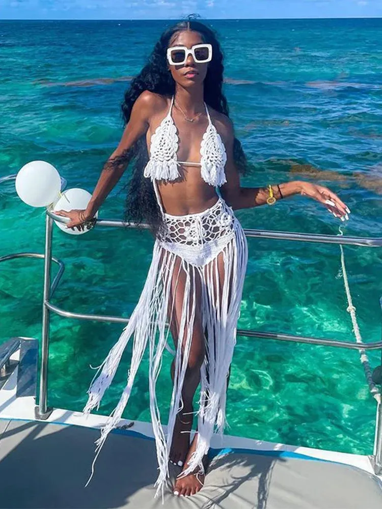 Townlike Hollow Out Bandage Sexy Two Piece Set Spaghetti Strap Top And Long Skirt