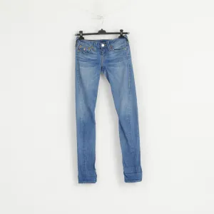 True Religion Women 28 Jeans Trousers Blue Cotton Skinny Long Leg Slim Pants