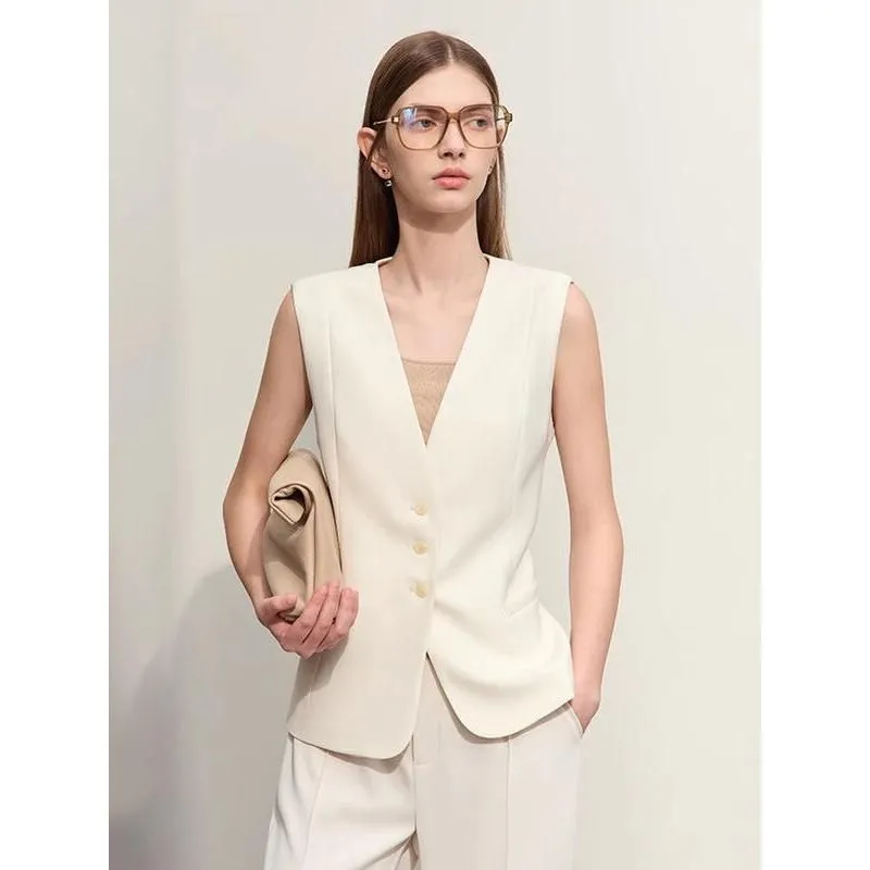 V-neck Slim Sleeveless Blouse Vest for Women