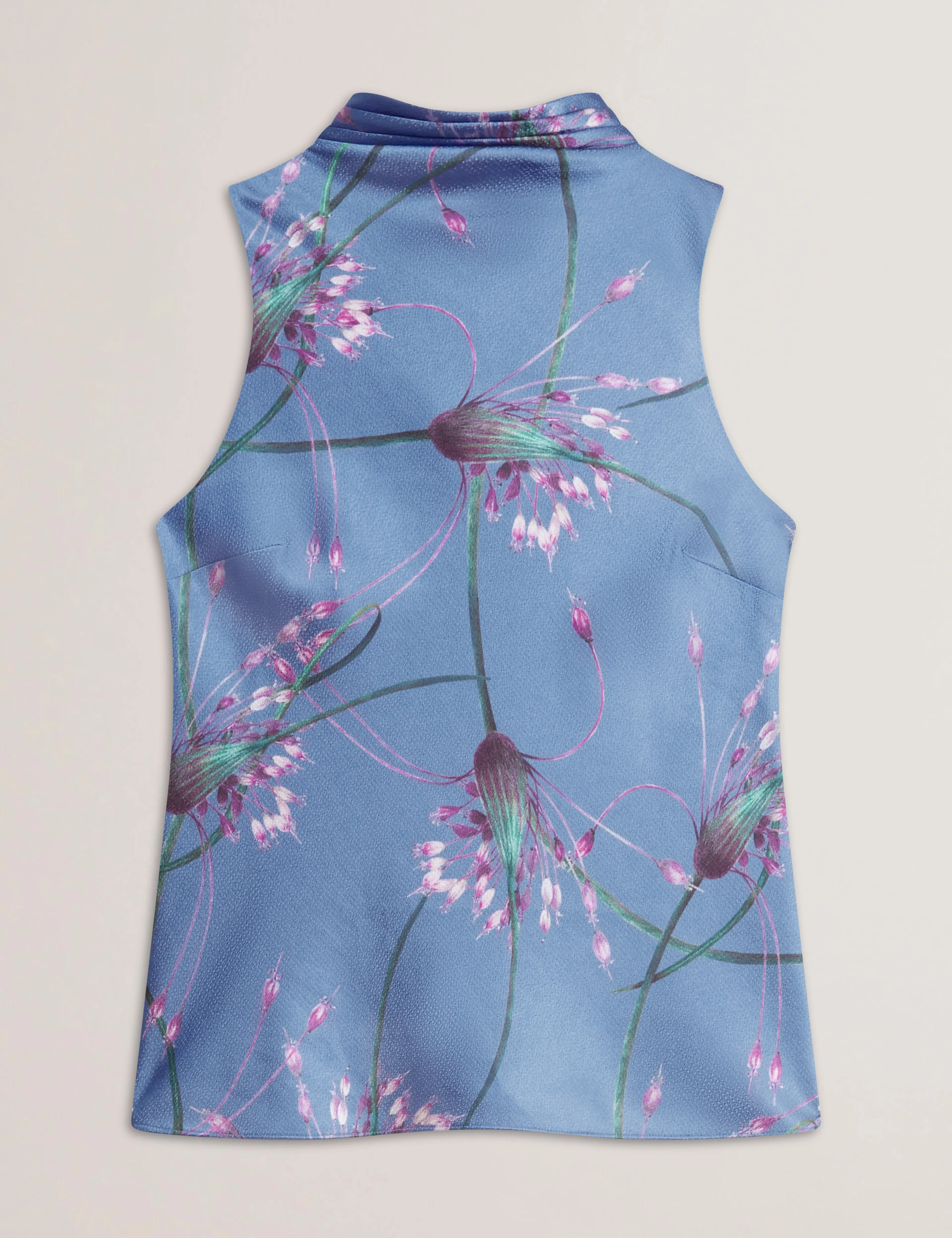 Varosa Printed Sleeveless Cowl Neck Top Lt-Blue