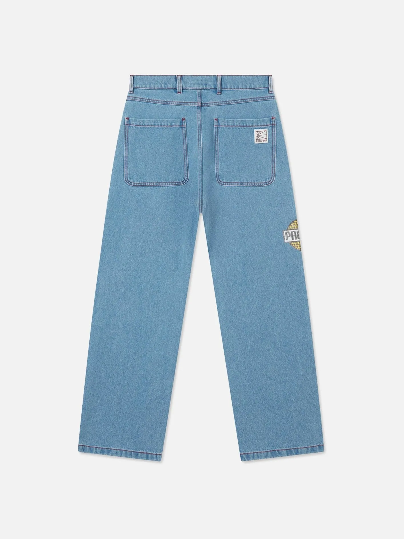 Varsity Straight Denim Trousers - Light Blue