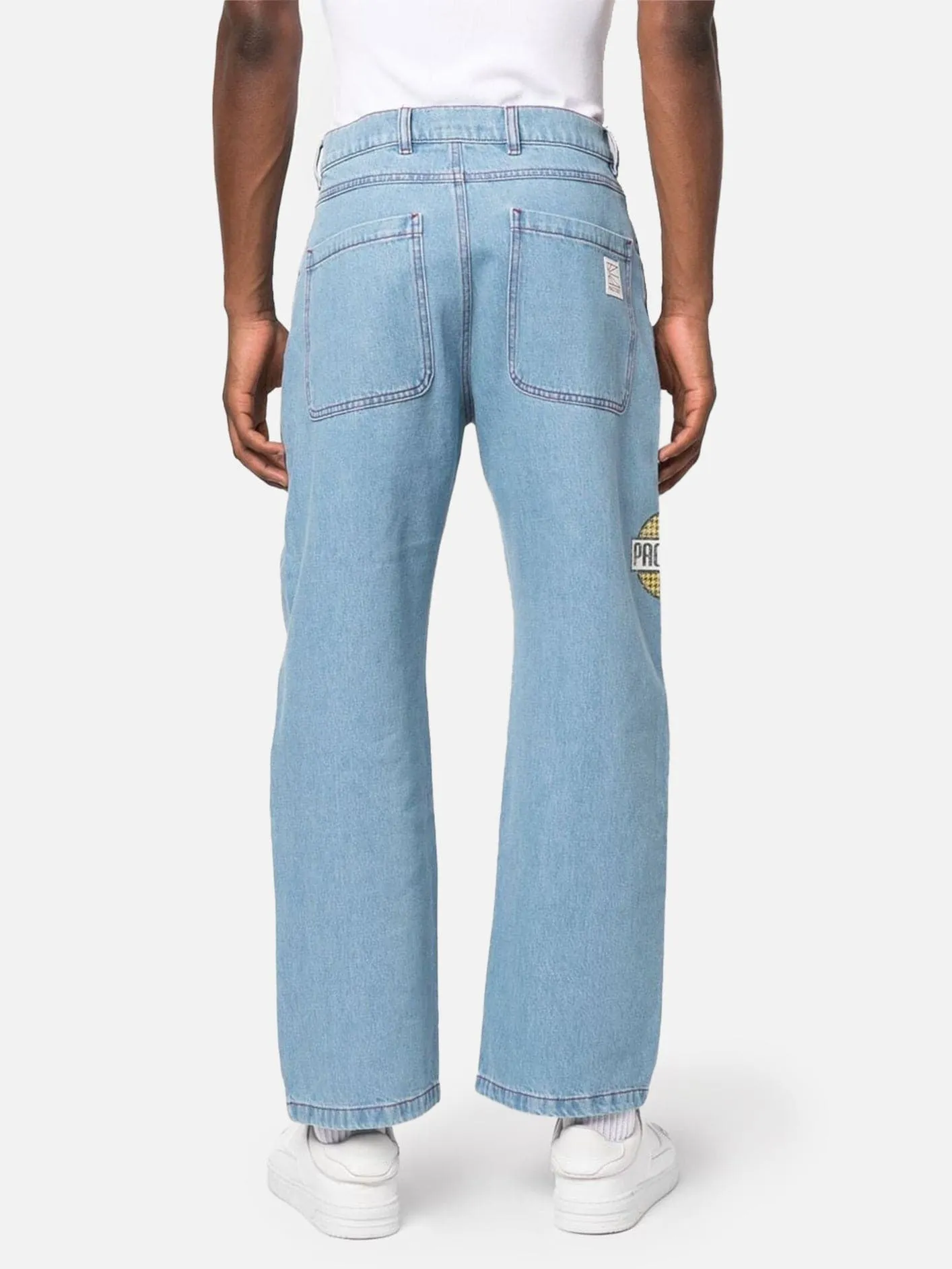 Varsity Straight Denim Trousers - Light Blue