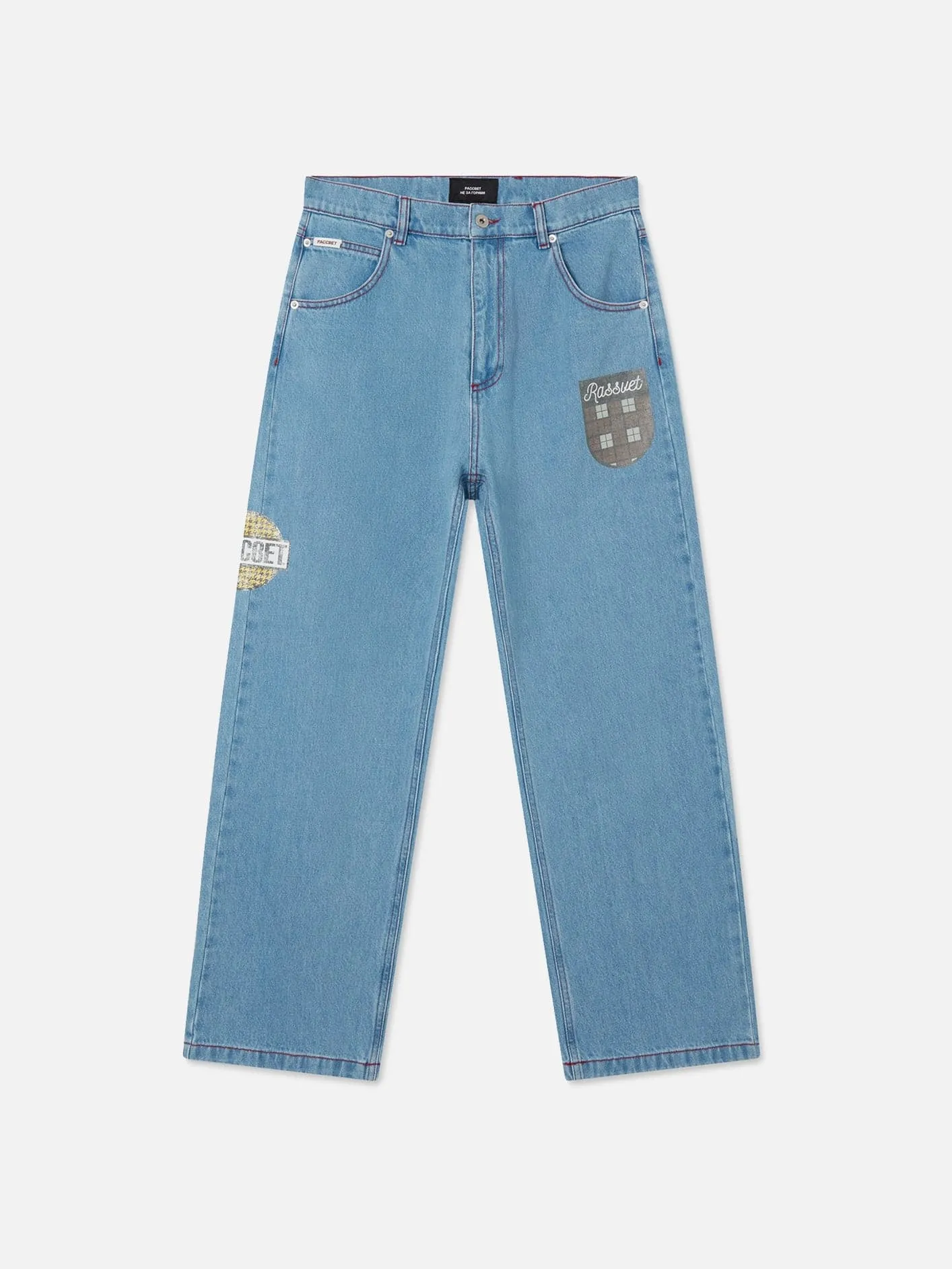 Varsity Straight Denim Trousers - Light Blue
