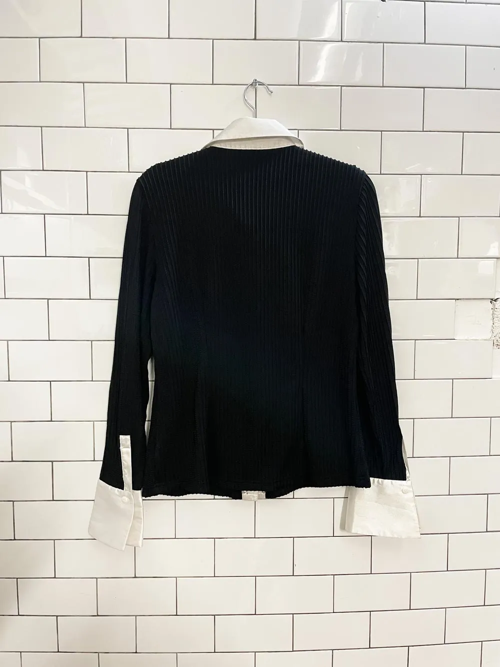 vintage 90s malcom & co contrast collar ribbed shirt