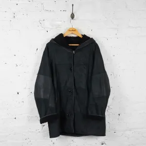 Vintage Aviator Style Longline Coat - Black - L