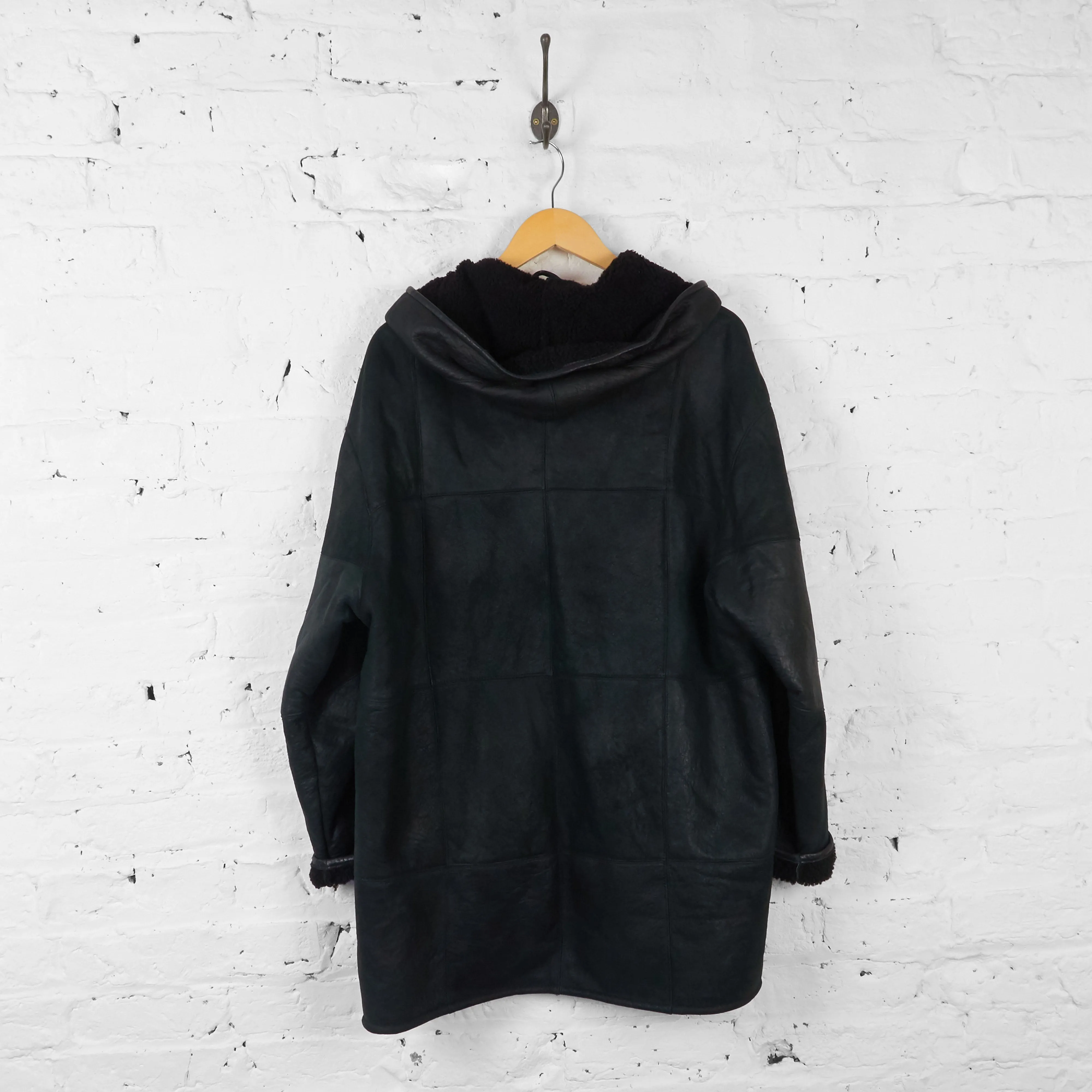 Vintage Aviator Style Longline Coat - Black - L