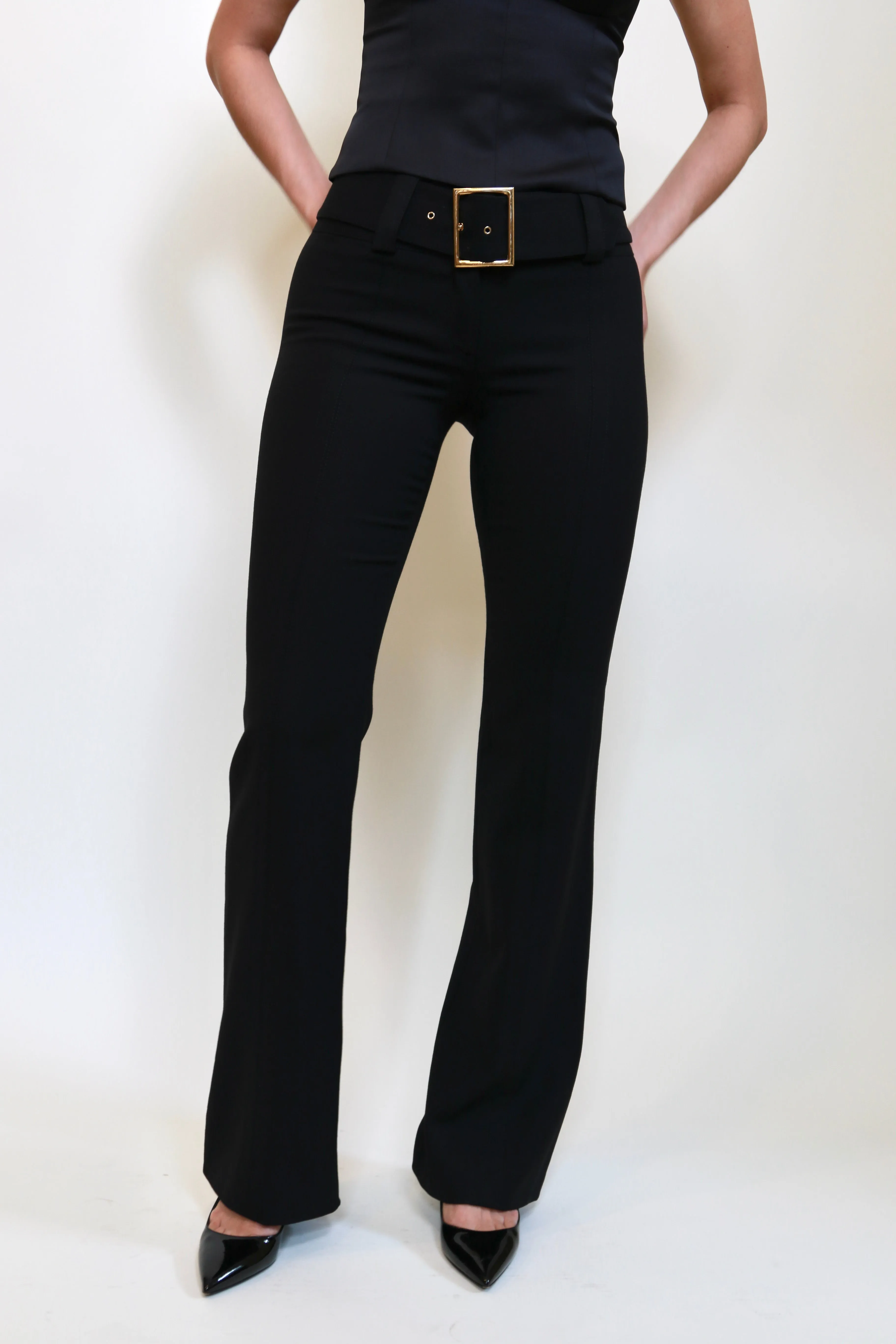 Vintage Belted Crepe Trousers