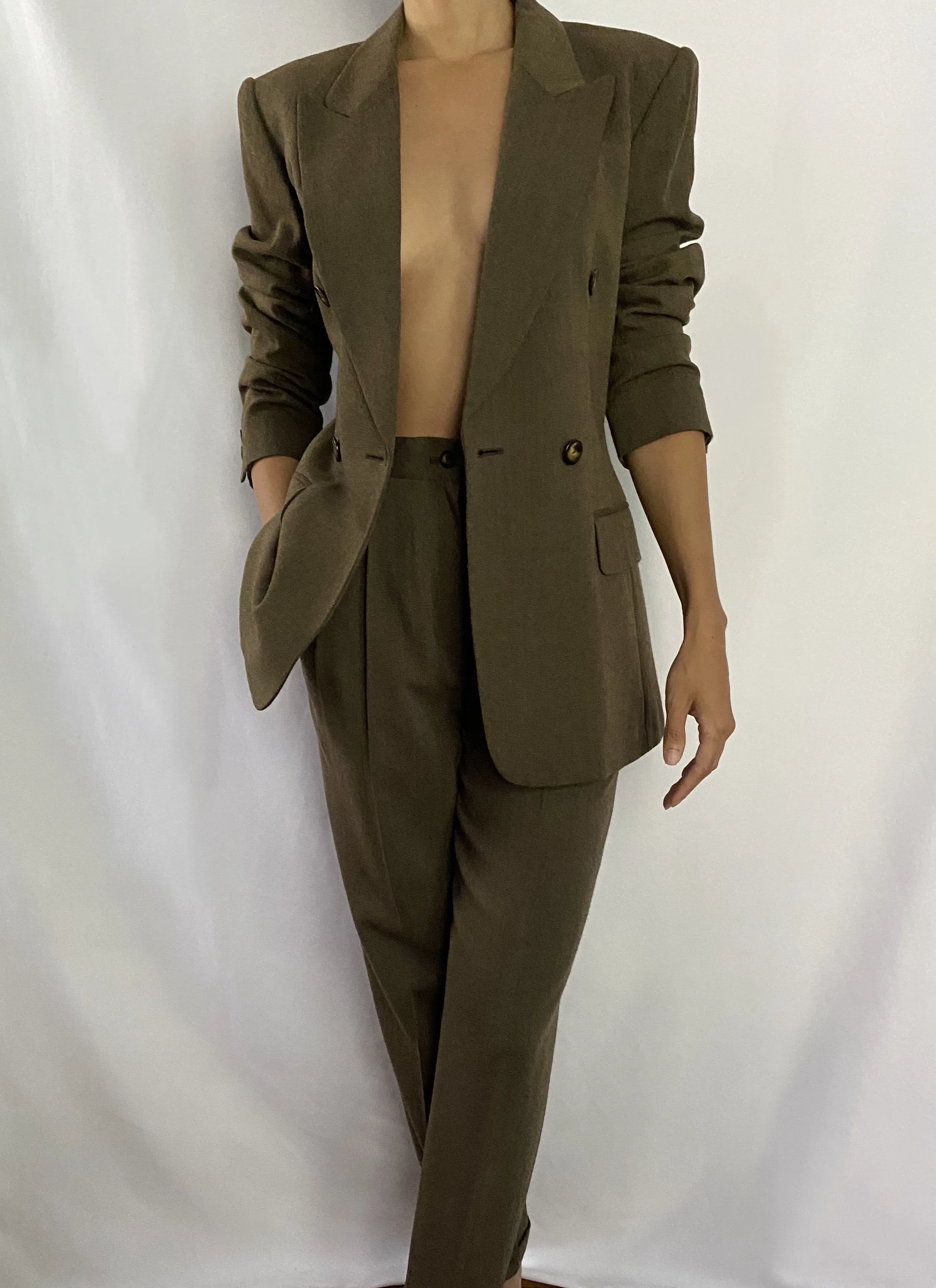 VINTAGE DOUBLE BREASTED 2 PIECE SUIT SET - SIZE S