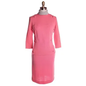 Vintage Knit Suit Coral Promenade 1960s Sz 6