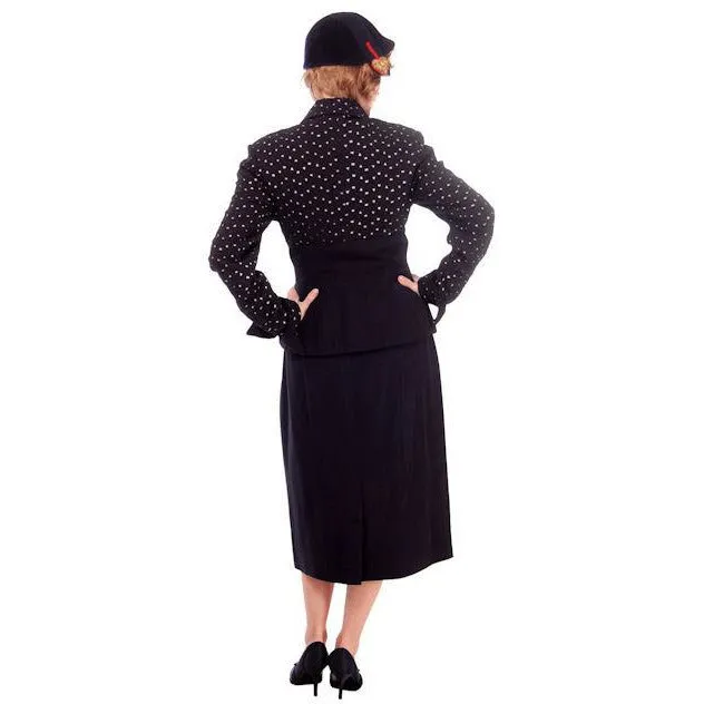 Vintage Ladies Gabardine/Faille  Suit Lilli Ann Navy Blue Knockout 1950s