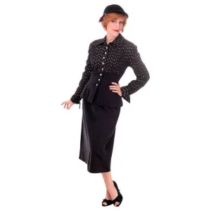 Vintage Ladies Gabardine/Faille  Suit Lilli Ann Navy Blue Knockout 1950s