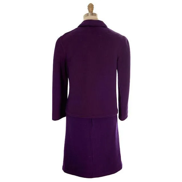 Vintage Ladies Suit Purple Wool Augusta Boutique Barcelona 1960s Small