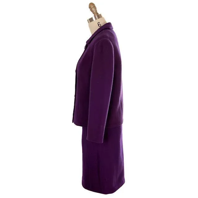 Vintage Ladies Suit Purple Wool Augusta Boutique Barcelona 1960s Small
