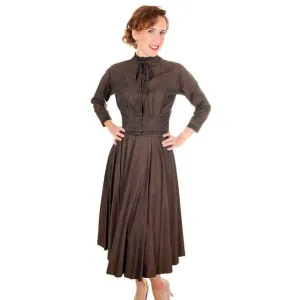 Vintage Ladies Wasp Waist Suit Late 1940s Circle Skirt Brown36-23-Free