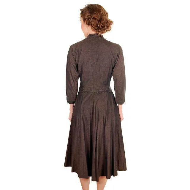 Vintage Ladies Wasp Waist Suit Late 1940s Circle Skirt Brown36-23-Free