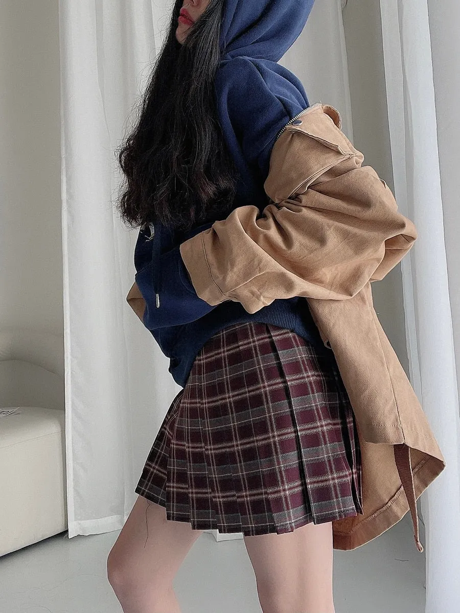 Vintage Red Plaid Skirt Suits
