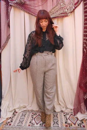 Vintage Wool Houndstooth Cigarette Trousers