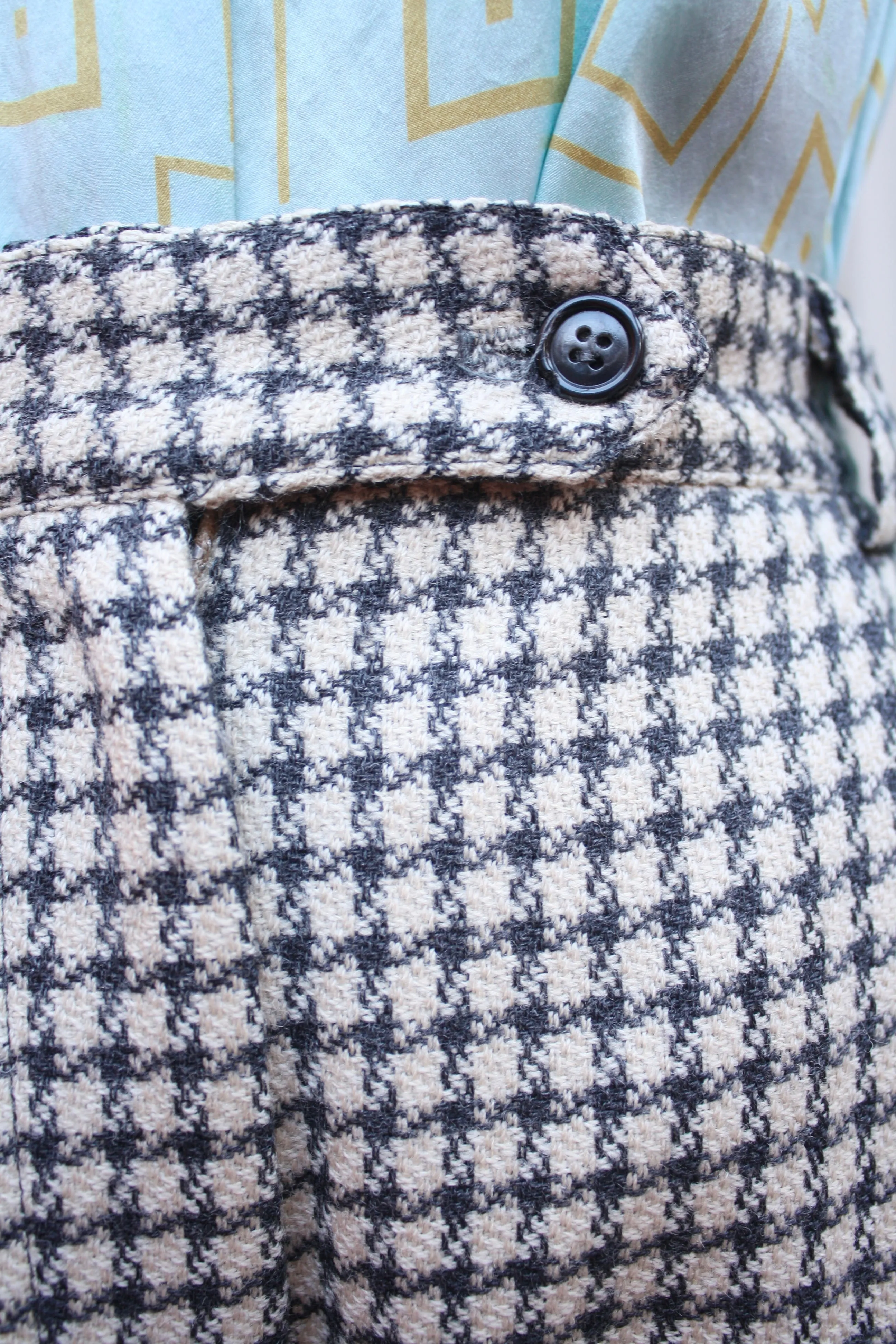 Vintage Wool Houndstooth Cigarette Trousers