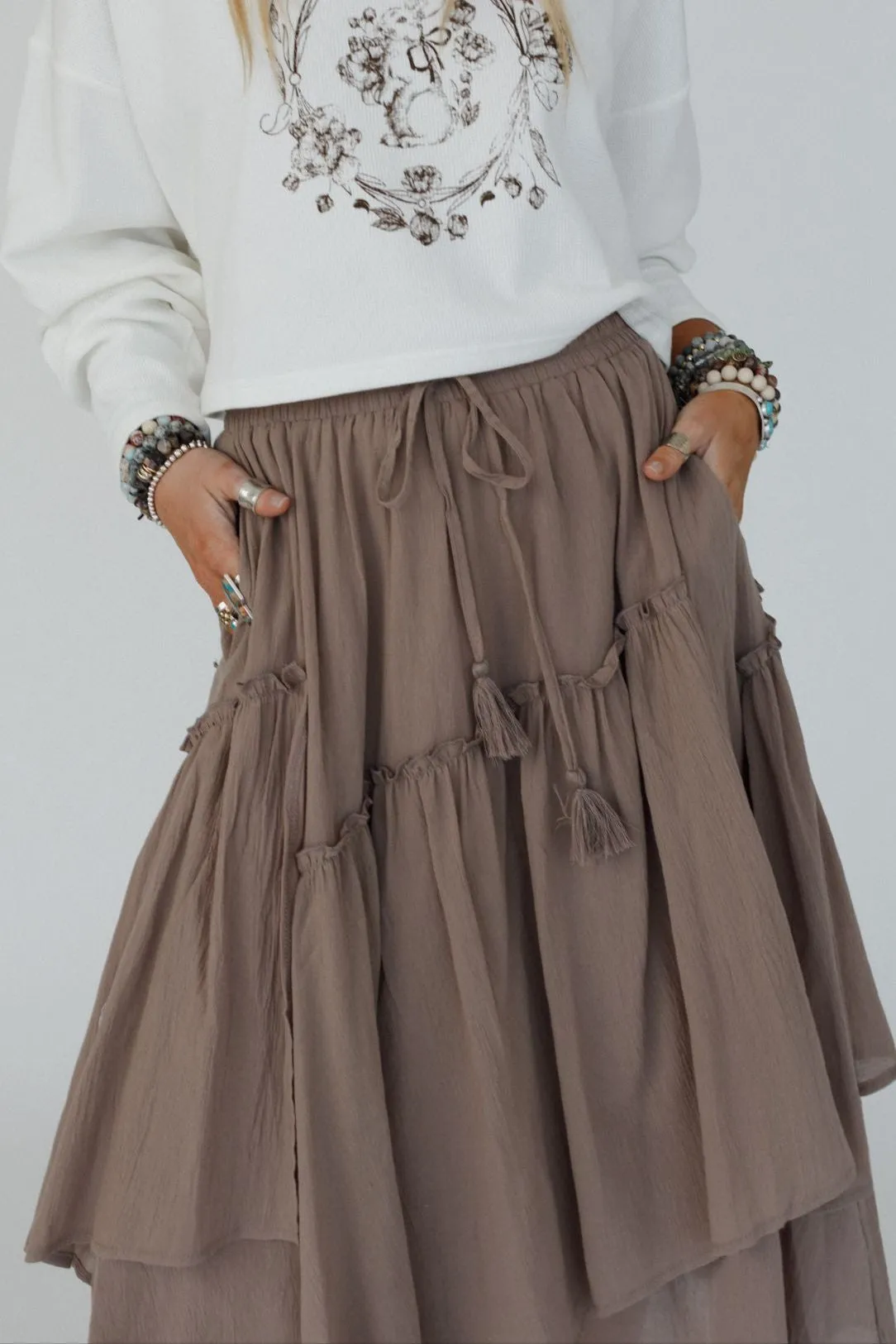 Wave Dancer Maxi Skirt - Mocha