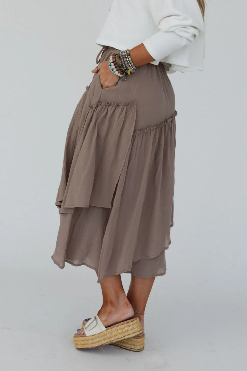 Wave Dancer Maxi Skirt - Mocha