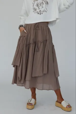 Wave Dancer Maxi Skirt - Mocha
