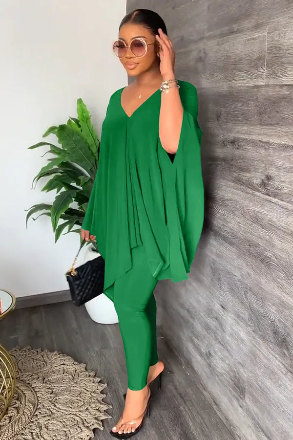 Weekend Vibes Batwing Sleeve Top & Pants Set