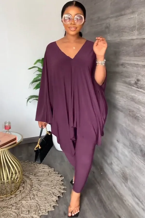 Weekend Vibes Batwing Sleeve Top & Pants Set