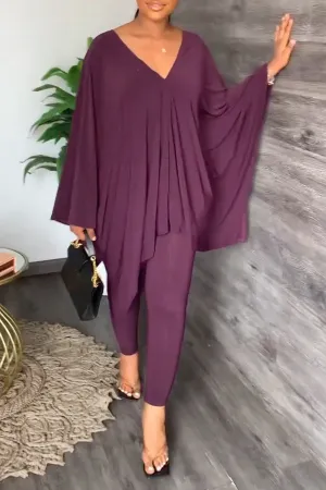 Weekend Vibes Batwing Sleeve Top & Pants Set