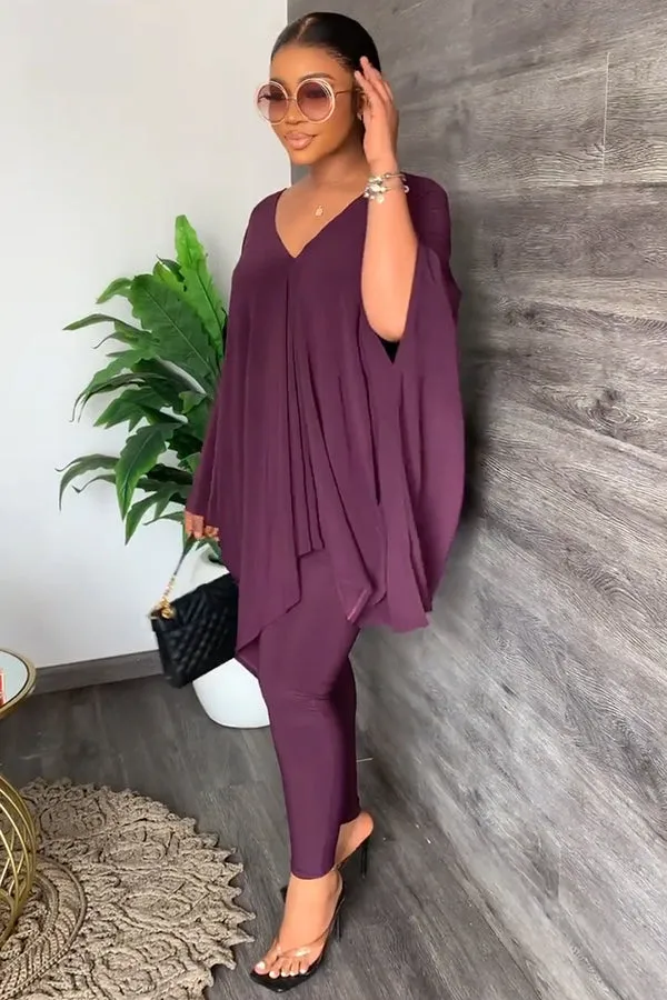 Weekend Vibes Batwing Sleeve Top & Pants Set
