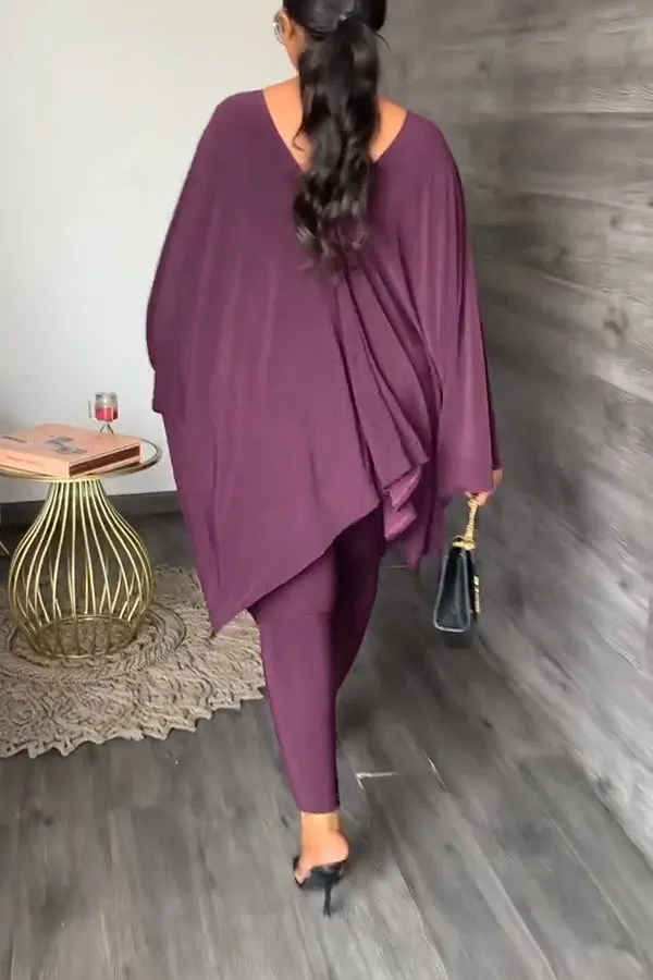 Weekend Vibes Batwing Sleeve Top & Pants Set