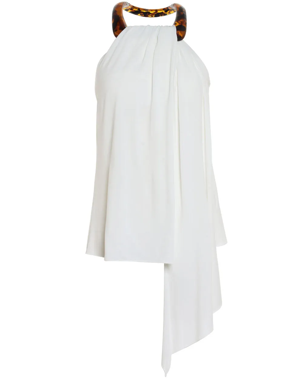 White Annelise Draped Jersey Halter Blouse