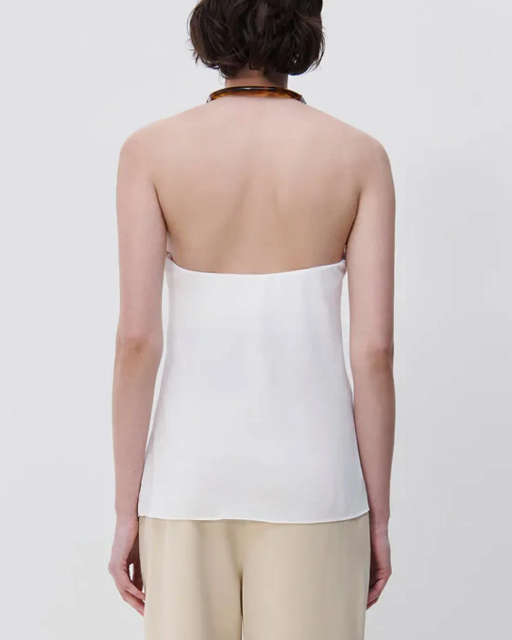 White Annelise Draped Jersey Halter Blouse