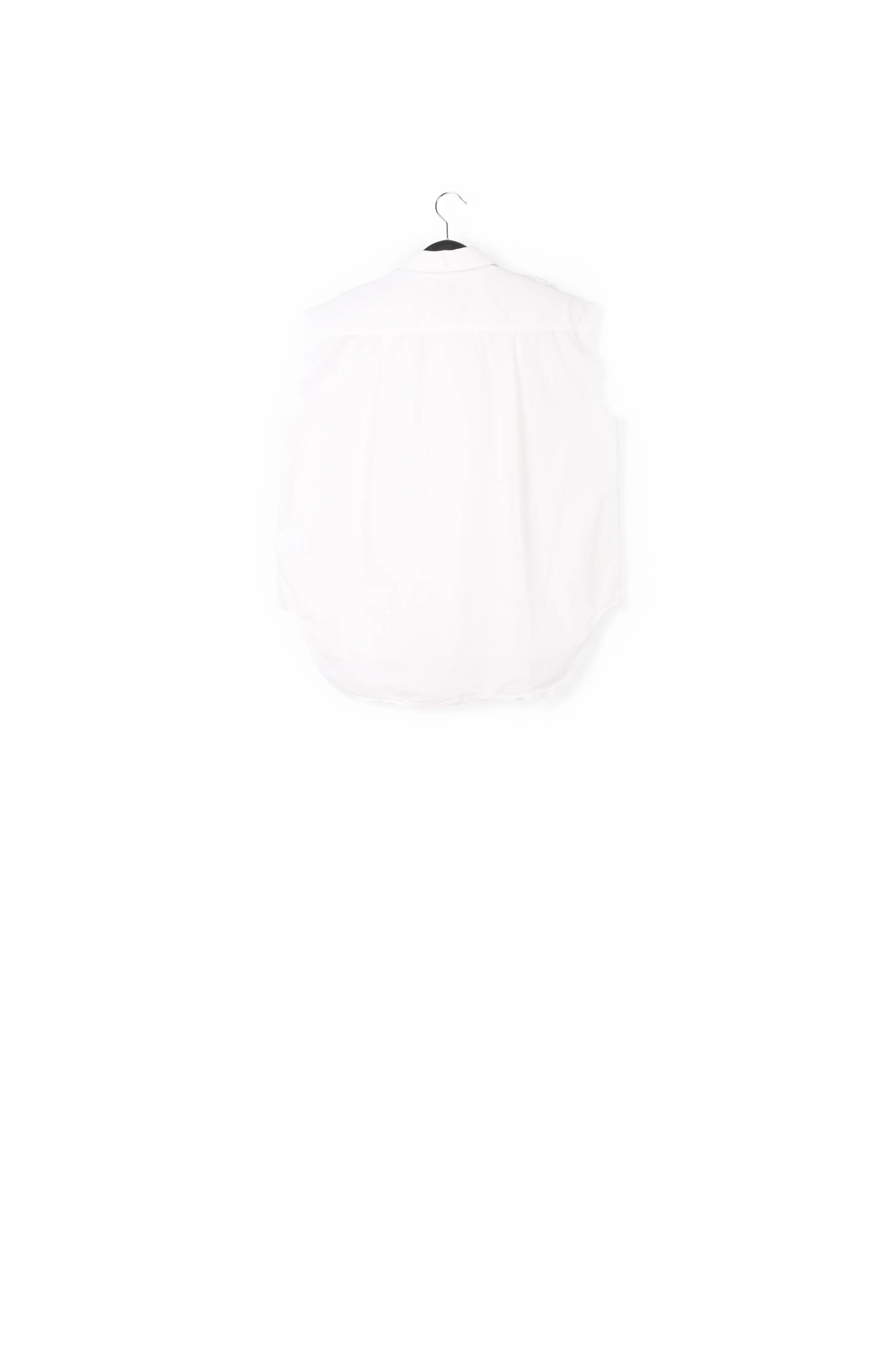 White cotton sleeveless shirt with lace embroidered trimmings