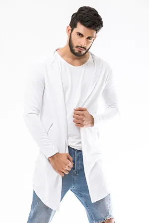 White Long Line Hoodie