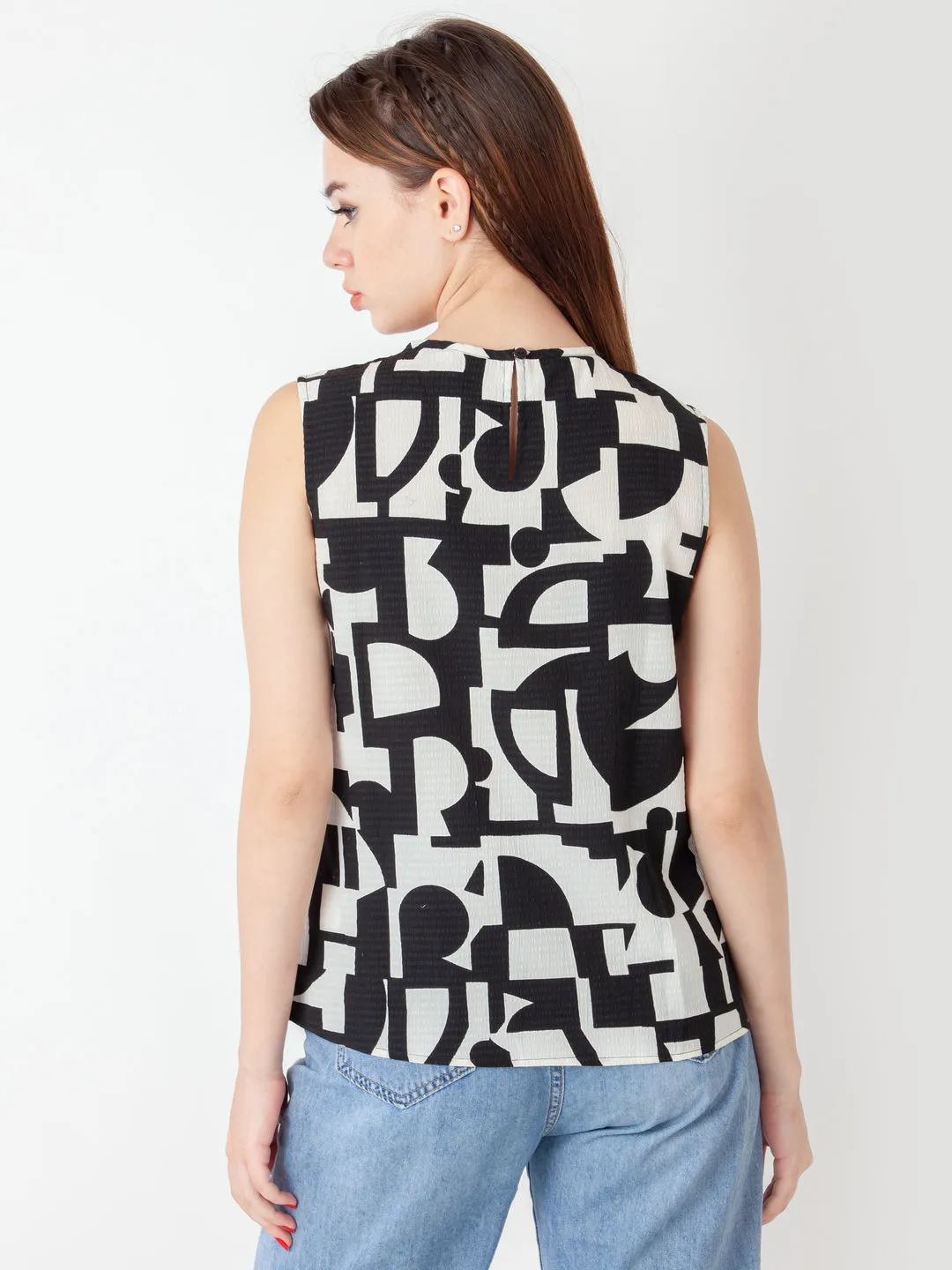 White Printed Regular Top