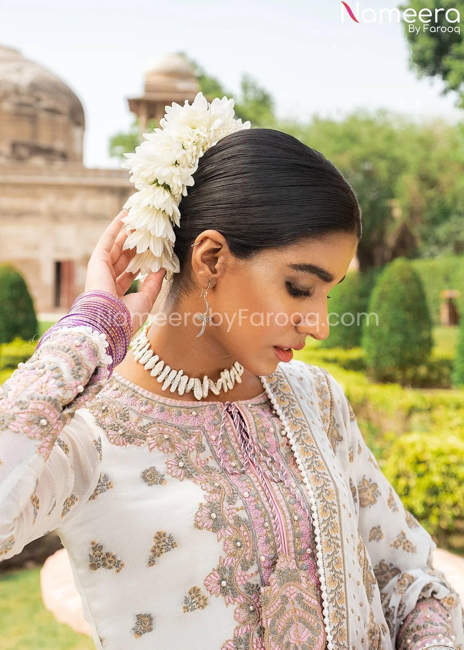 White Salwar kameez Pakistani Designer 2021 #PF159