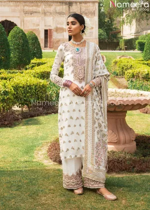 White Salwar kameez Pakistani Designer 2021 #PF159