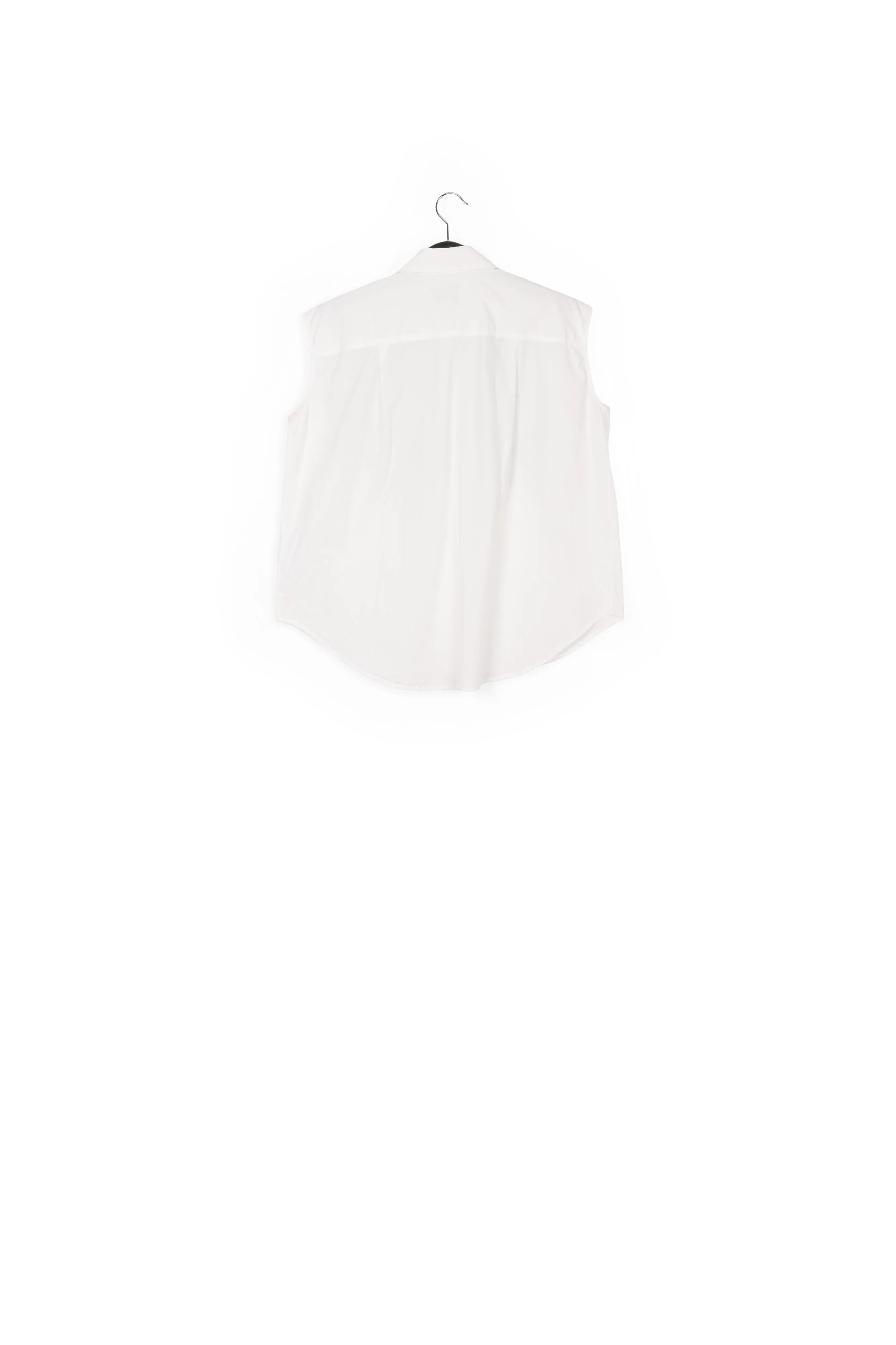 White sequin and rhinestone-embellished sleeveless shirt