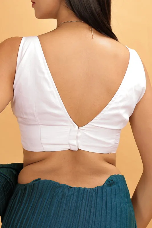 White Sleeveless Butterfly Retro  Padded Blouse