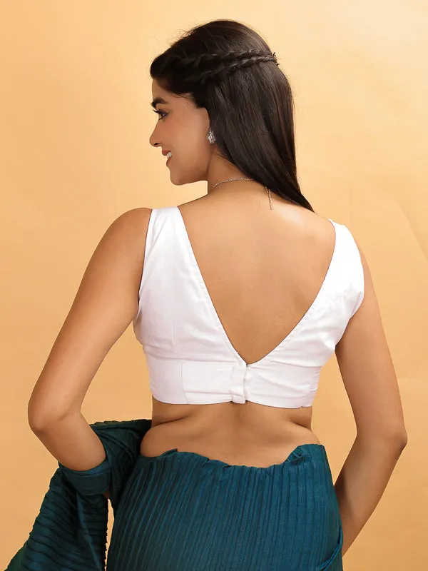 White Sleeveless Butterfly Retro  Padded Blouse