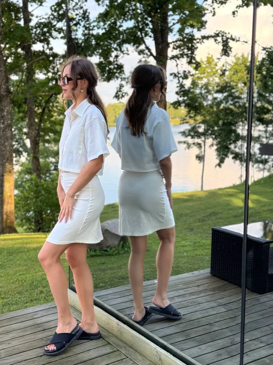 White Suit top skirt