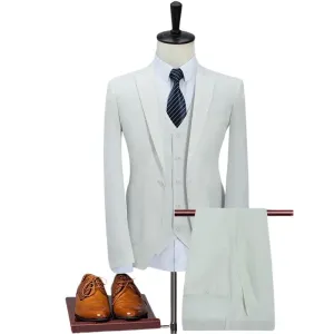 White Three Piece Business Mens Suits