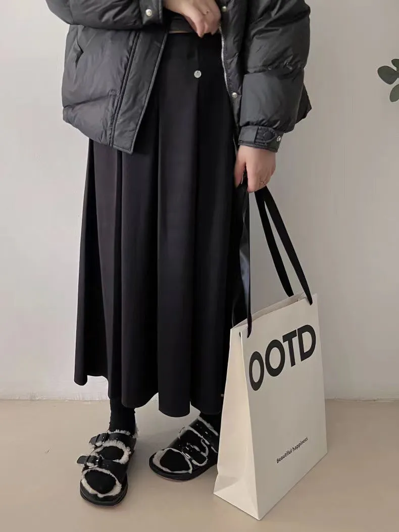Winter wool pleated skirt