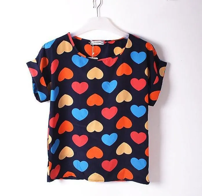 Women Blouses Shirts Chiffon Plus Size Top Tee Short Shirt Woman Clothing Tops Shirt Floral Fashion
