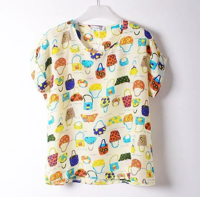 Women Blouses Shirts Chiffon Plus Size Top Tee Short Shirt Woman Clothing Tops Shirt Floral Fashion